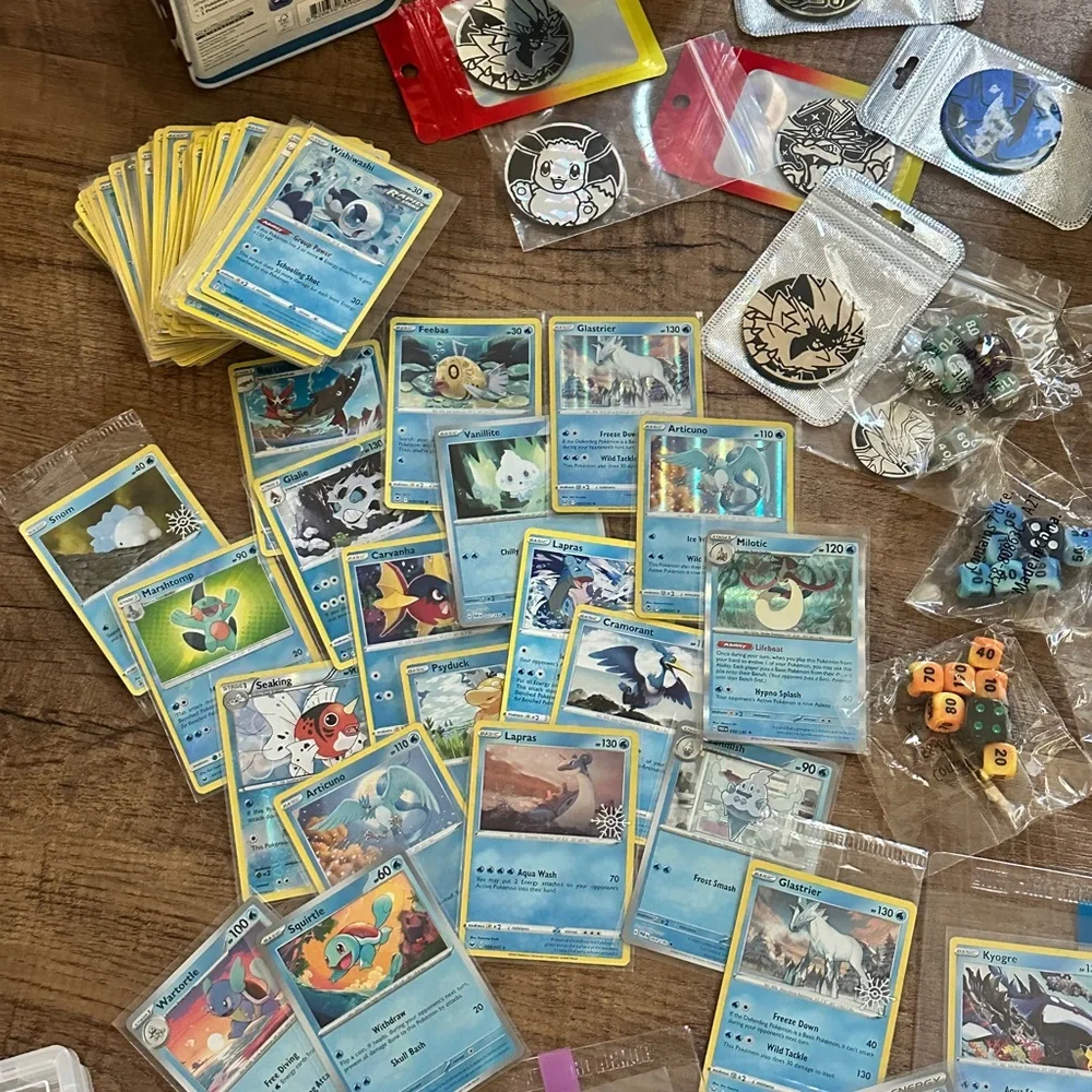 Pokemon Card Collection with Tins and Accessories 25 card Mystery Tin plus bonus